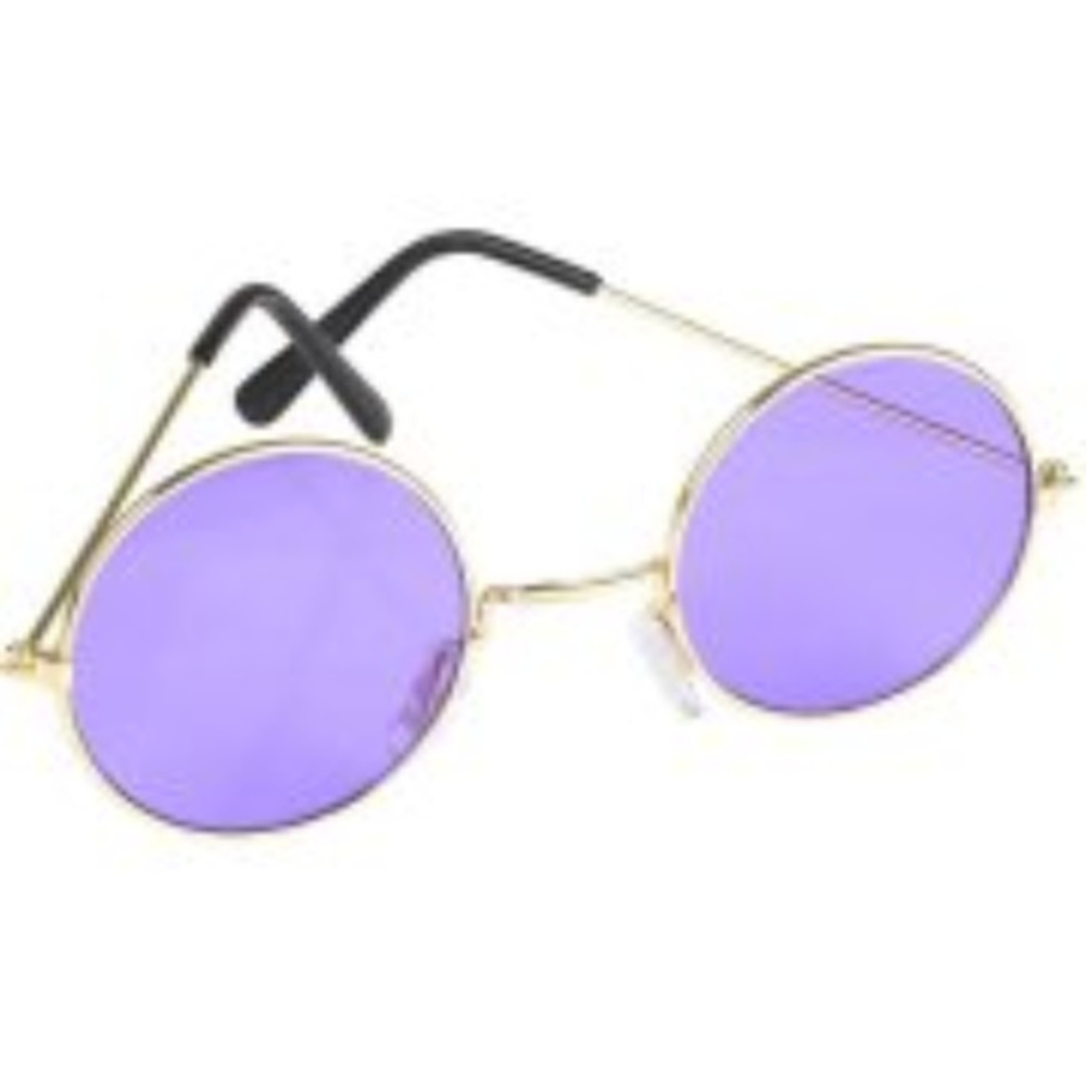 Lennon Style Purple Lens Round Hippie Sunglasses